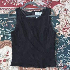 Beautiful vintage beaded silk black tank top